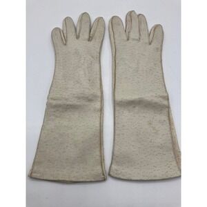 Vintage Leather Gloves Formal Dress Costume‎ Accessory Beige 11.5"L x 3.5"W
